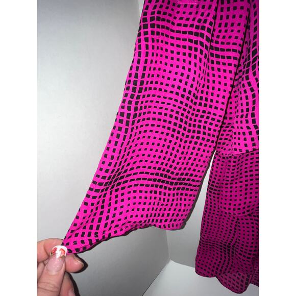 Chaus New York Bloise Womens Size Medium Pink Black Tiered Layered Top Career - Picture 12 of 15